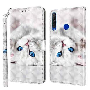 For Honor 20 Lite / 20i / 10i / 10 Lite 3D Painted Leather Phone Case(Reflection White Cat)