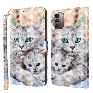 For Nokia G11 / G21 3D Painted Leather Phone Case(Two Loving Cats)