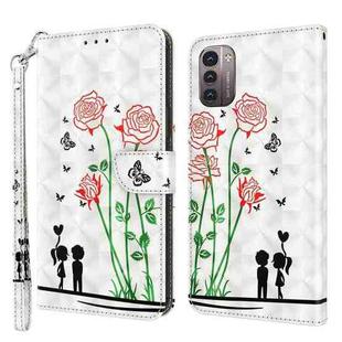 For Nokia G11 / G21 3D Painted Leather Phone Case(Couple Rose)