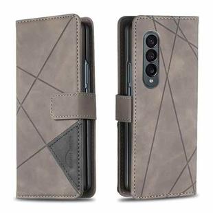 For Samsung Galaxy Z Fold4 BF05 Magnetic Buckle Rhombus Texture Leather Phone Case(Grey)