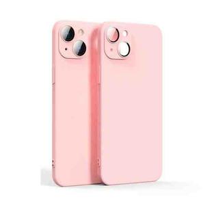 For iPhone 14 Plus Lens Glass Film Liquid TPU Phone Case (Pink)