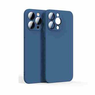 Lens Glass Film Liquid TPU Phone Case For iPhone 14 Pro(Blue)