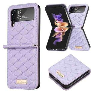 For Samsung Galaxy Z Flip4 Elegant Rhombic Texture PU Phone Case(Purple)