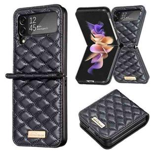 For Samsung Galaxy Z Flip4 Elegant Rhombic Texture PU Phone Case(Black)