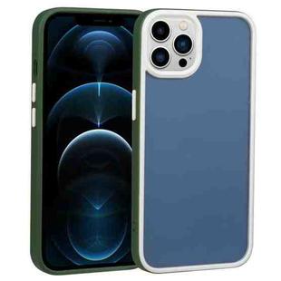 For iPhone 12 Pro Max Two-color Shield TPU + PC Phone Case(Dark Green)