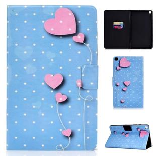 Electric Pressed Left and Right Flat Feather Case with Pen Cover & Card Slot & Buckle Anti-slip Strip and Bracket(Love Balloon)