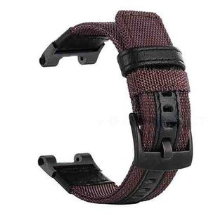 For Amazfit T-Rex / T-Rex Pro / Ares Leather Nylon Watch Band(Brown)