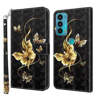 For Motorola Moto E20 / E30 / E40 3D Painted Leather Phone Case(Golden Swallow Butterfly)