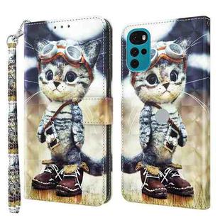 For Motorola Moto G22 3D Painted Leather Phone Case(Naughty Cat)