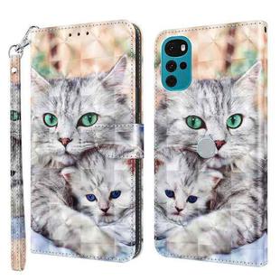 For Motorola Moto G22 3D Painted Leather Phone Case(Two Loving Cats)