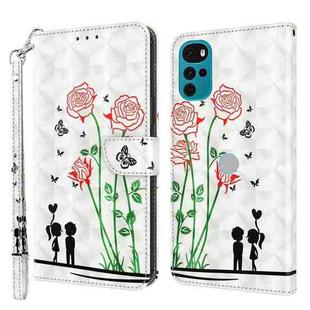 For Motorola Moto G22 3D Painted Leather Phone Case(Couple Rose)