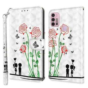 For Motorola Moto G10 / G20 / G30 3D Painted Leather Phone Case(Couple Rose)