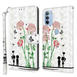 For Motorola Moto G41 / G31 3D Painted Leather Phone Case(Couple Rose)