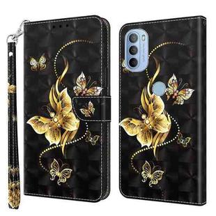 For Motorola Moto G41 / G31 3D Painted Leather Phone Case(Golden Swallow Butterfly)