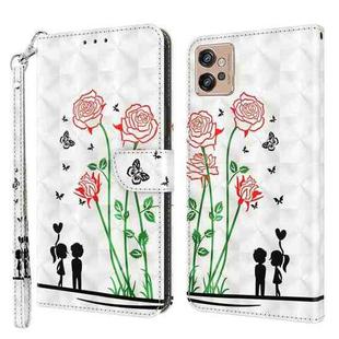 For Motorola Moto G32 5G 3D Painted Leather Phone Case(Couple Rose)