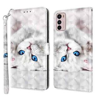 For Motorola Moto G42 5G 3D Painted Leather Phone Case(Reflection White Cat)