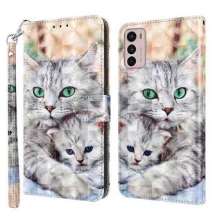 For Motorola Moto G42 5G 3D Painted Leather Phone Case(Two Loving Cats)