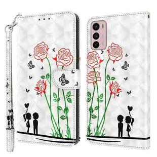 For Motorola Moto G42 5G 3D Painted Leather Phone Case(Couple Rose)