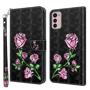 For Motorola Moto G42 5G 3D Painted Leather Phone Case(Rose)