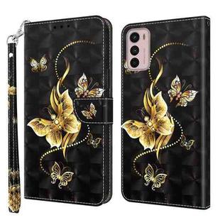 For Motorola Moto G42 5G 3D Painted Leather Phone Case(Golden Swallow Butterfly)