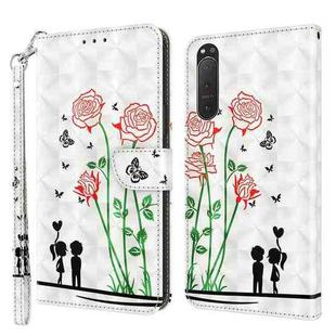 For Sony Xperia 5 II 3D Painted Leather Phone Case(Couple Rose)
