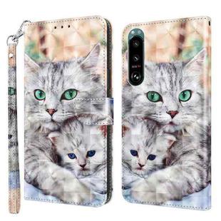 For Sony Xperia 5 III 3D Painted Leather Phone Case(Two Loving Cats)