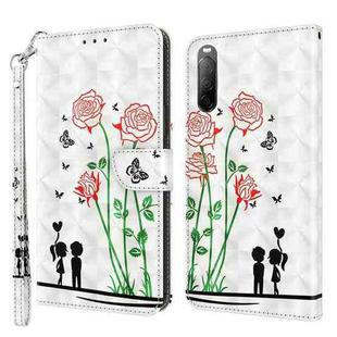 For Sony Xperia 10 II 3D Painted Leather Phone Case(Couple Rose)