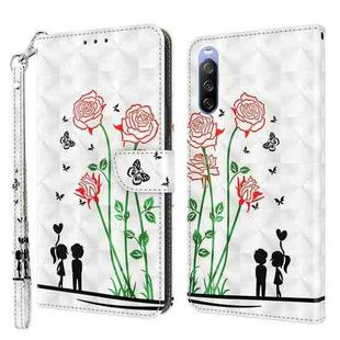 For Sony Xperia 10 III 3D Painted Leather Phone Case(Couple Rose)