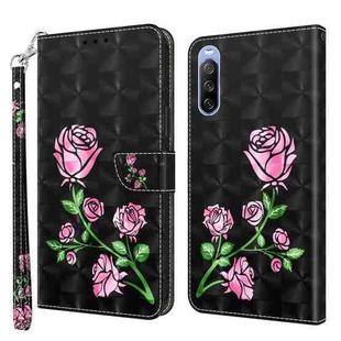 For Sony Xperia 10 III 3D Painted Leather Phone Case(Rose)