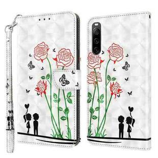 For Sony Xperia 10 IV 3D Painted Leather Phone Case(Couple Rose)