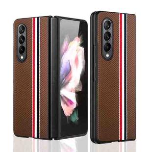 For Samsung Galaxy Z Fold4 Twill PC+ TPU Shockproof Phone Case(Brown)