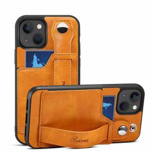 For iPhone 13 mini Suteni 215 Wrist Strap PU Phone Case (Khaki)