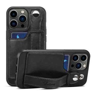 For iPhone 13 Pro Suteni 215 Wrist Strap PU Phone Case (Black)