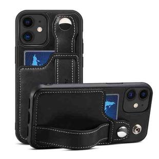 For iPhone 12 Suteni 215 Wrist Strap PU Phone Case(Black)