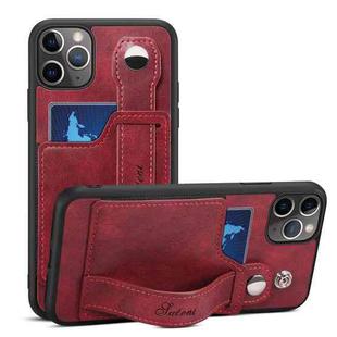 For iPhone 11 Pro Max Suteni 215 Wrist Strap PU Phone Case (Red)
