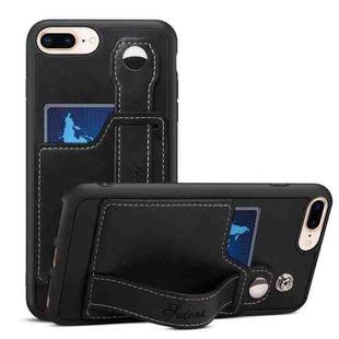 Suteni 215 Wrist Strap PU Phone Case For iPhone 8 Plus/7 Plus/6 Plus(Black)