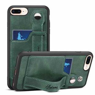 Suteni 215 Wrist Strap PU Phone Case For iPhone 8 Plus/7 Plus/6 Plus(Green)