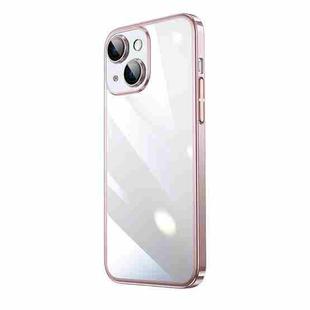 For iPhone 14 Plus Electroplating Airbag Shockproof PC Phone Case (Pink)