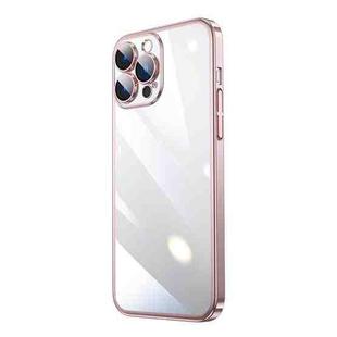 For iPhone 14 Pro Max Electroplating Airbag Shockproof PC Phone Case (Pink)