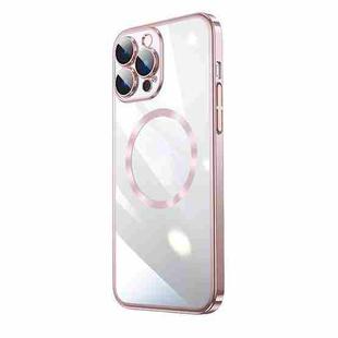 For iPhone 12 Pro Max Electroplating MagSafe Airbag PC Phone Case(Pink)