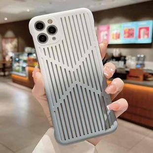 For iPhone 11 Heat Dissipation Gradient PC Phone Case (Black White)