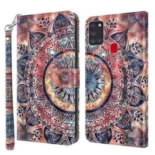 For Samsung Galaxy A21s 3D Painted Leather Phone Case(Colorful Mandala)