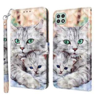 For Samsung Galaxy A22 5G 3D Painted Leather Phone Case(Two Loving Cats)