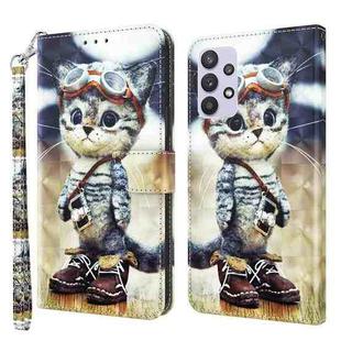 For Samsung Galaxy A32 5G 3D Painted Leather Phone Case(Naughty Cat)