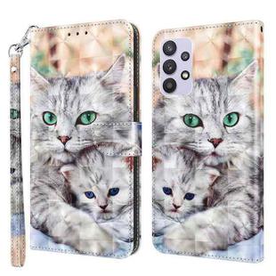 For Samsung Galaxy A32 5G 3D Painted Leather Phone Case(Two Loving Cats)