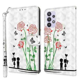 For Samsung Galaxy A32 5G 3D Painted Leather Phone Case(Couple Rose)