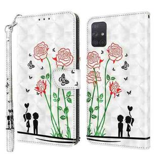 For Samsung Galaxy A51 4G 3D Painted Leather Phone Case(Couple Rose)