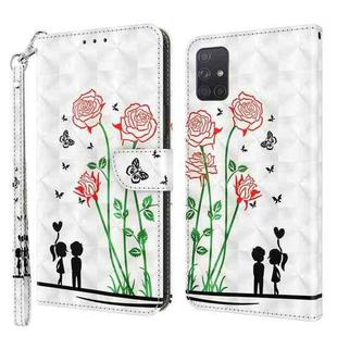 For Samsung Galaxy A71 4G 3D Painted Leather Phone Case(Couple Rose)