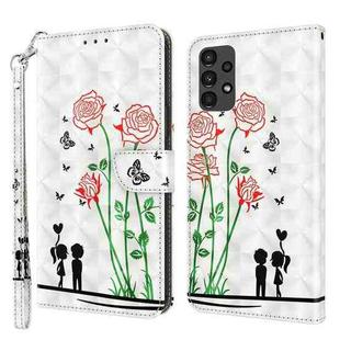 For Samsung Galaxy A13 5G / 4G 3D Painted Leather Phone Case(Couple Rose)