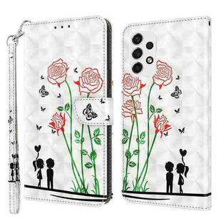 For Samsung Galaxy A33 5G 3D Painted Leather Phone Case(Couple Rose)